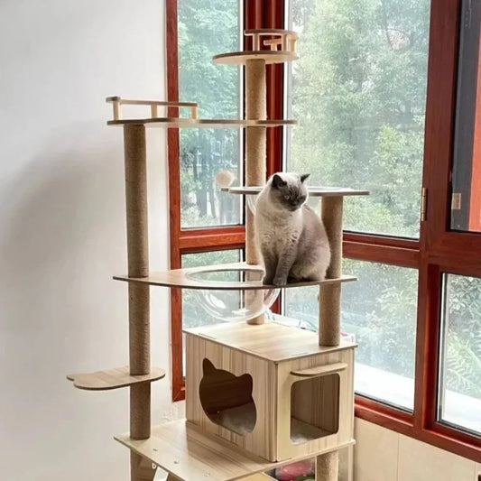 Solid Wood Cat Climbing Frame Household Cats Scratching Post  Nest Four Seasons Big Cats Jumping Platform Large Cat Tree Cat Toy