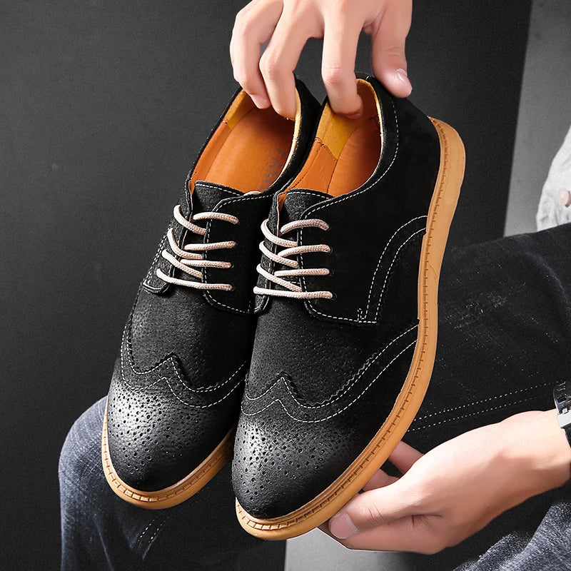 Spring Autumn Mens Brogue Shoes British Casual Business Formal Dress Footwear Classic Man Casual Leather Shoes Mens Leather Shoe