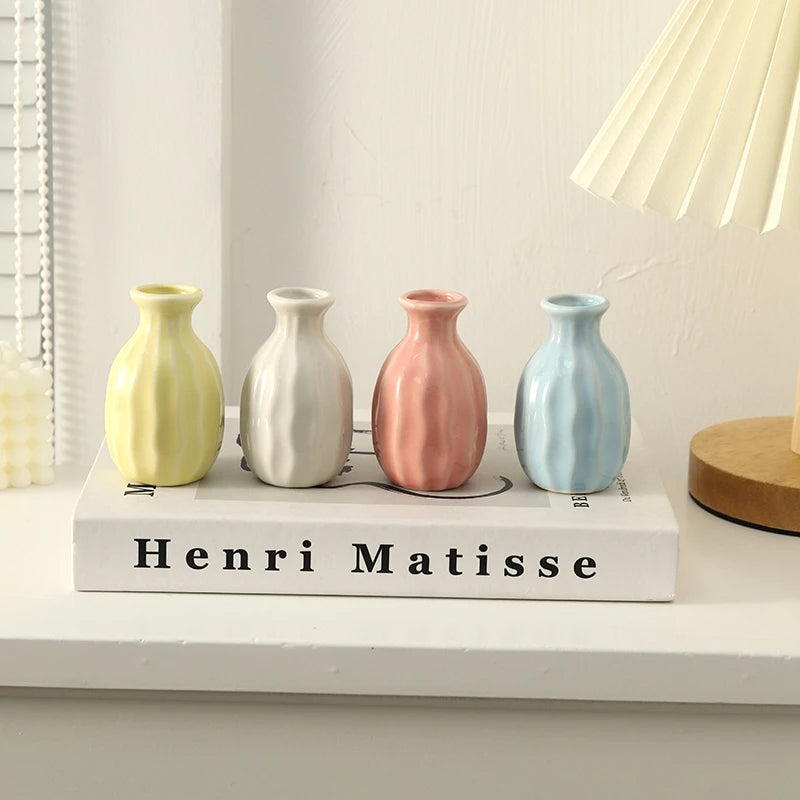 Ins Ceramics Flower Vase Nordic Flower Bottle Mini Flower Plant Bottle Pots Hydroponics Vases Room Decor Table Ornament