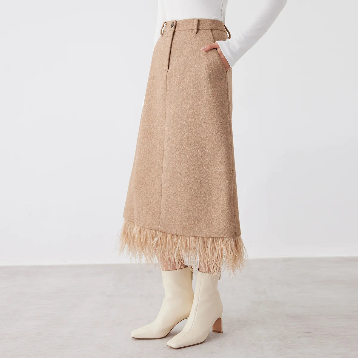 K2622W High quality luxury brand women's clothing 50% wool skirt