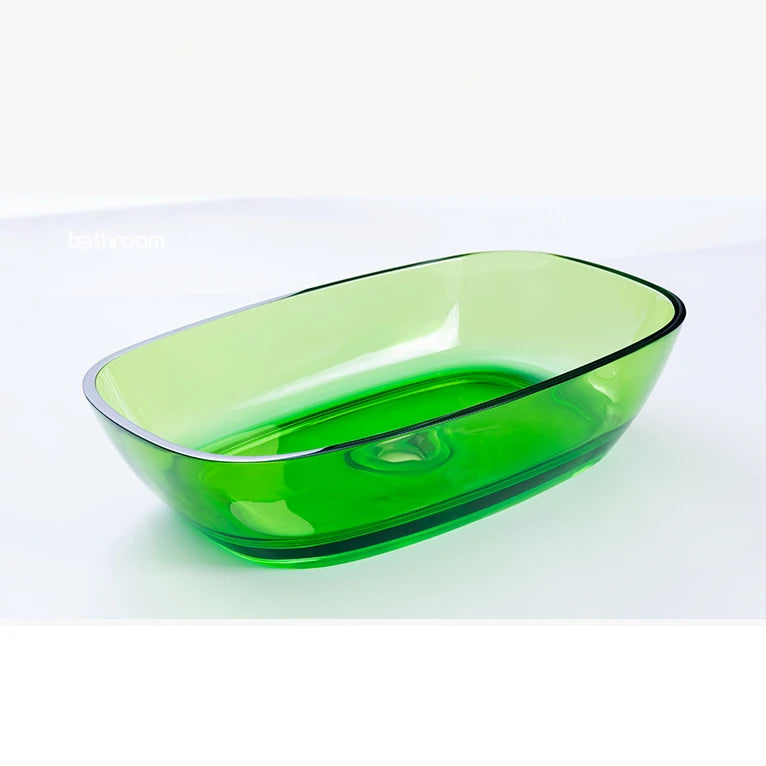 Bathroom Rectangular Above Counter Top Resin Basin Colourful Vessel Sink  9077
