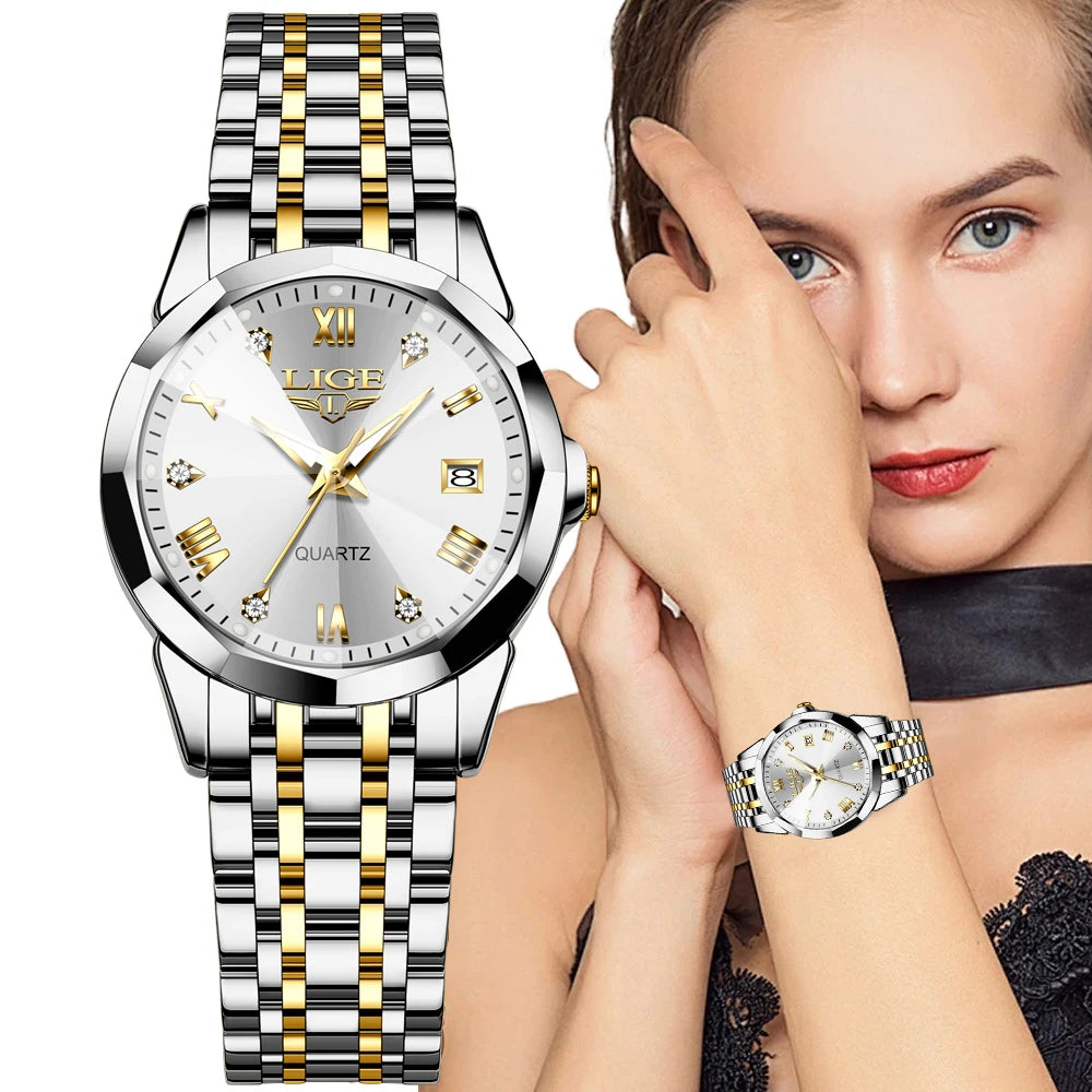 Relogio feminino LIGE Business Women's Watches Top Brand Luxury Waterproof Sport Quartz Watch For Women Simple Date Watch Ladies