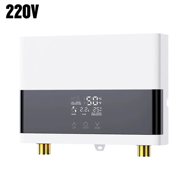 110V/220V Instant Water Heater Bathroom Kitchen Wall Mounted Electric Water Heater LCD Temperature Display with Remote Control
