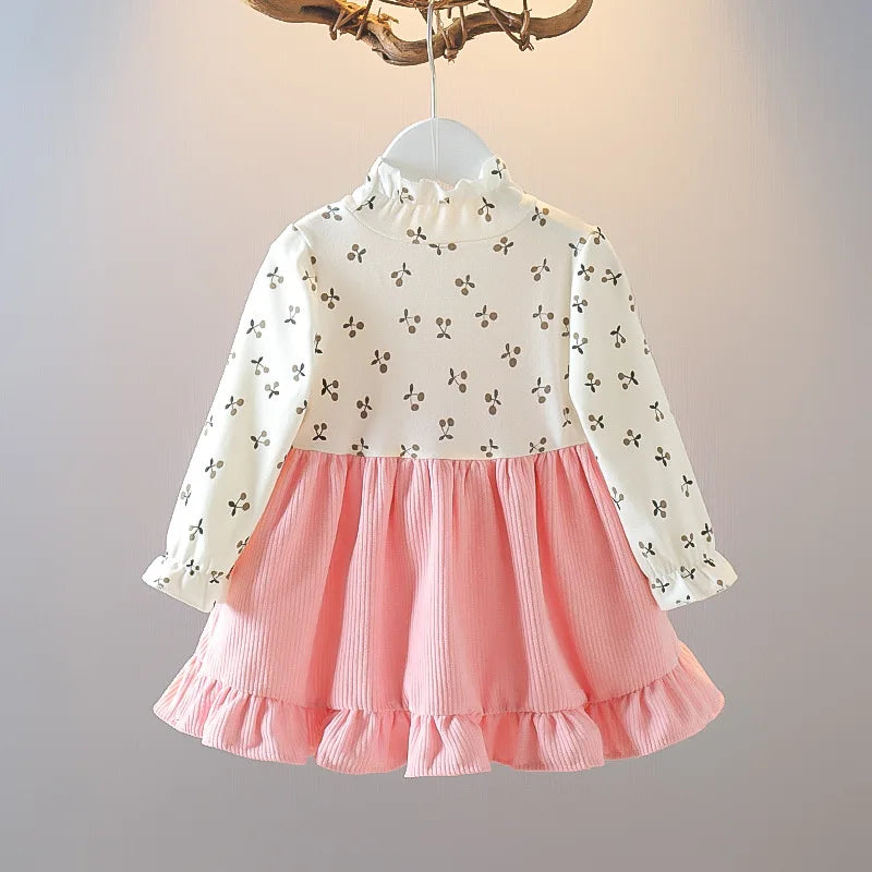 Baby Clothes Girl Spring And Autumn Bear And Cherry Pattern Baby Dresses Cute Casual Baby Girl Dress Kids' Princess Dresses