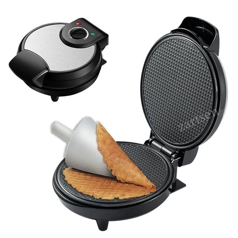 Electric Crispy Egg Roll Maker Sandwich Waffle Maker Pizza Pancake Crepe Baking Oven DIY Ice Cream Cone Machine