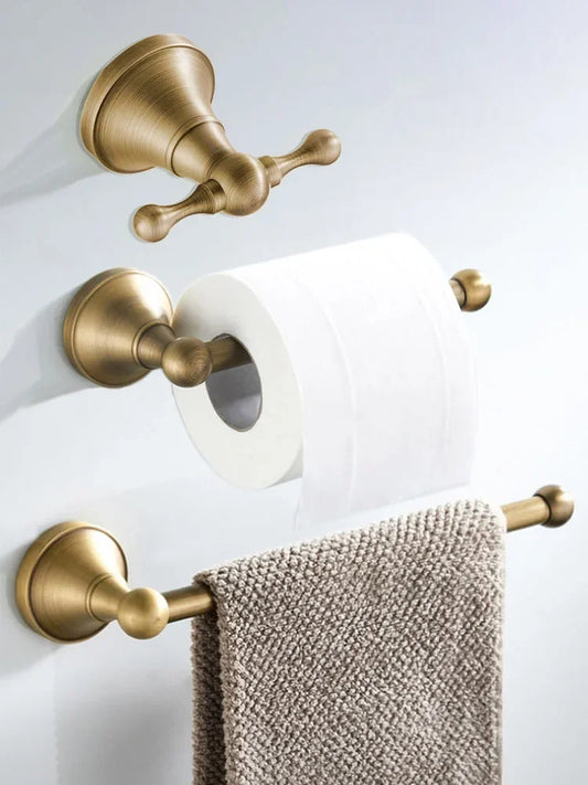 Bathroom Accessories Antique Brass Wall Mounted Toilet Paper Holder Towel Ring Robe Coat Hook Bathroom Hardware wall-mounted