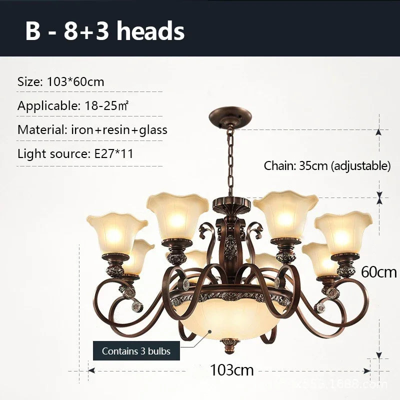 Home Decor Retro Luxury Chandeliers Classical LED Hanging Lamp for Villa Living Dining Room Indoor Lighting Suspension Luminaire