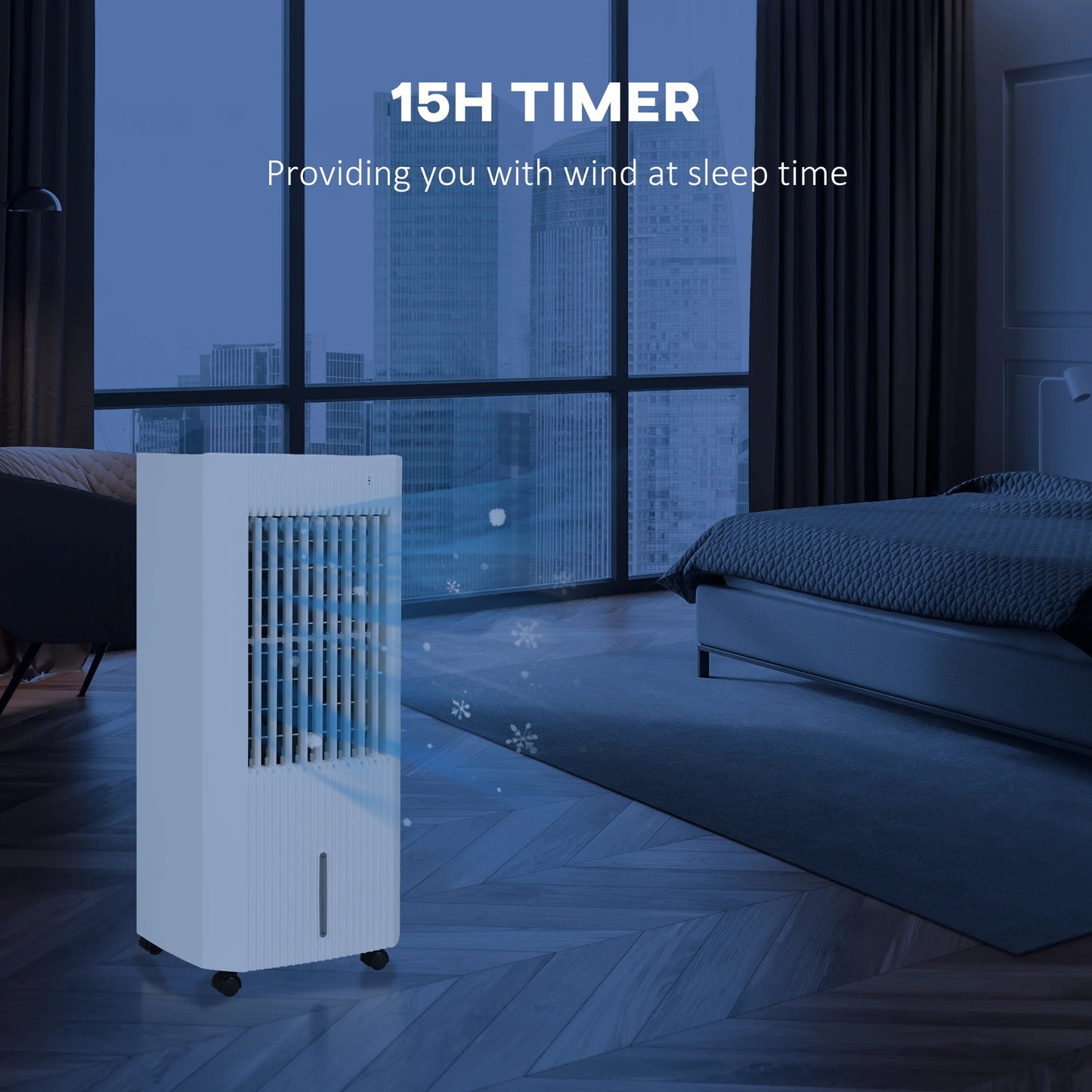 HOMCOM Portable Air Cooler with Humidifier, Ice Packs, Oscillation, White