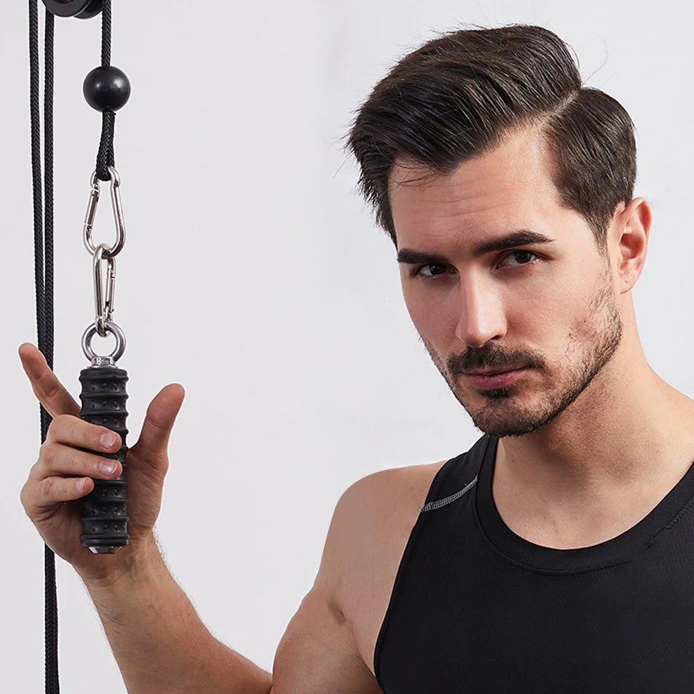 Push Down Single Gym Handle Fitness Pull Down Heavy Exercise Hand Grip Heavy Duty Exercise Handle for Cable Machine Pulleys