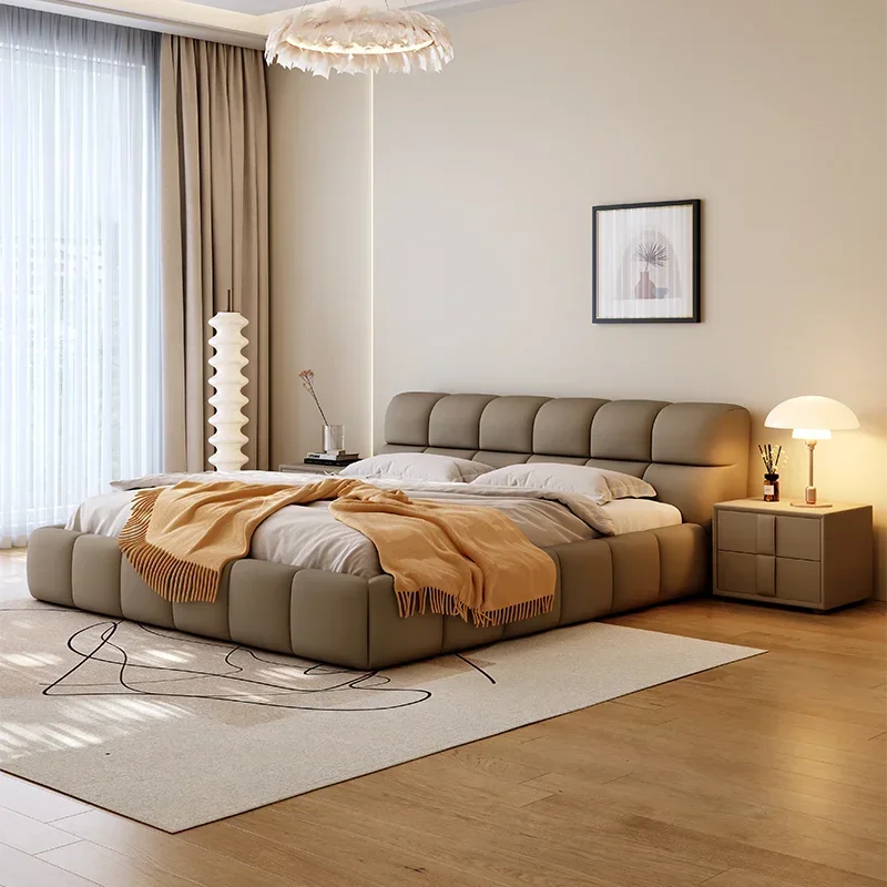 Modern Soft Bed Frames Set Room Furniture Set Luxury Unique Fabric Slatted King Queen Size Wood Bed With Frame