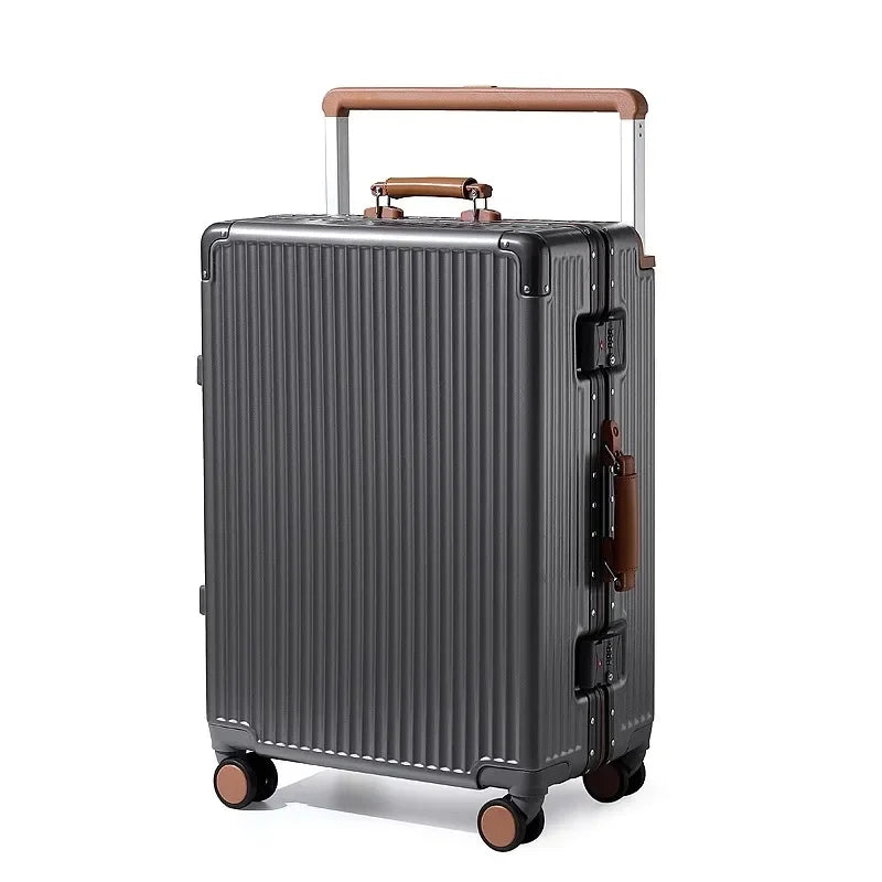 Suitcase Wide Handle Travel Suitcase Men 20 22 24 26 inch Carry-On Rolling Luggage Women PC Aluminum Frame Trolley Case