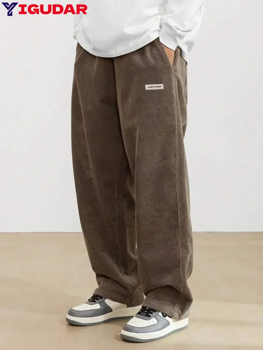 Corduroy pants men clothing Sweatpants Loose-Fit Casual Pants man baggy hosen Regular Length Trousers men cargo pants women