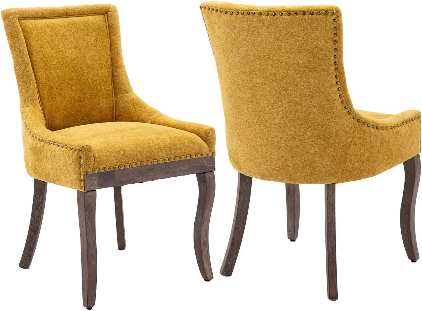 Modern High Back Chairs Set of 2 – Upholstered Fabric Side Seats with Solid Wood Legs, Dining Room Use