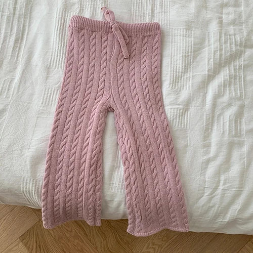 Spring Autumn Kids Knitted Clothing Set Long Sleeved Striped Pullover Sweater+Shorts Baby Boys Girl Clothes Suit Children Suit