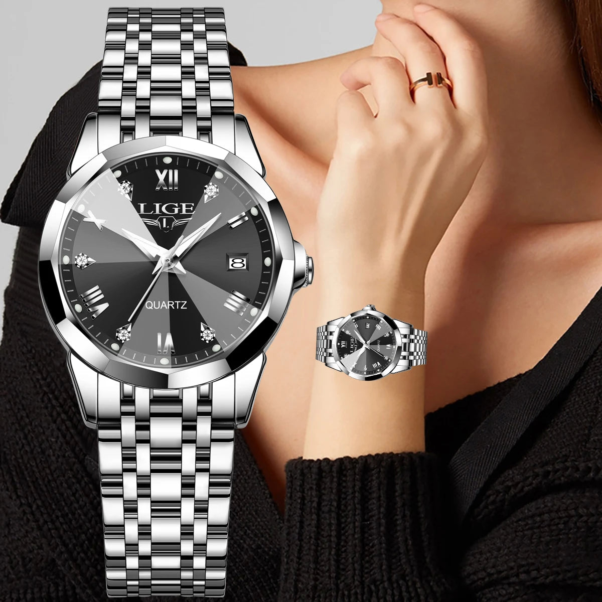 Relogio feminino LIGE Business Women's Watches Top Brand Luxury Waterproof Sport Quartz Watch For Women Simple Date Watch Ladies