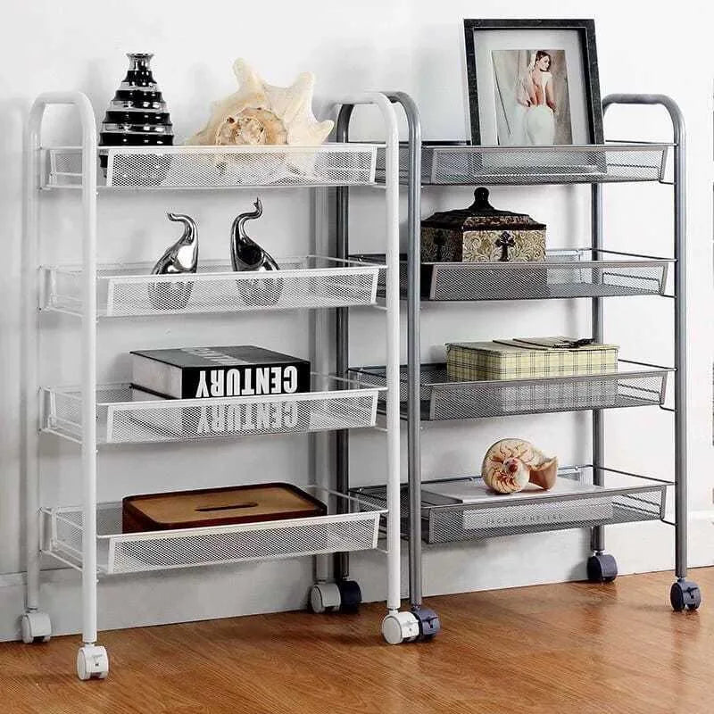 New Home Trolley Storage Rack Living Room Iron Organizer Shelf Multi-Layer Bathroom Storage Multifunctional Cart with Wheels