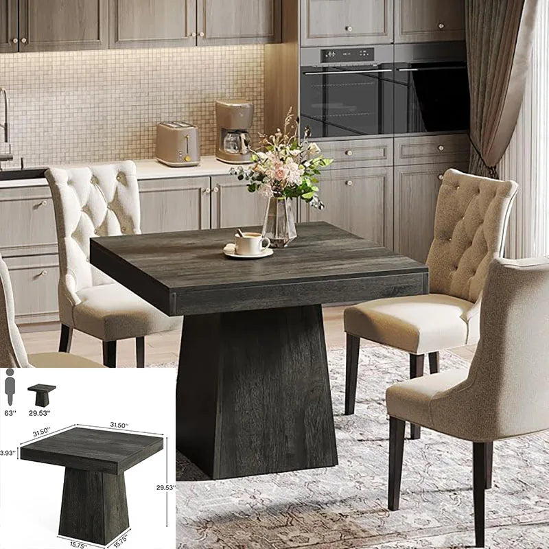 LITTLE TREE Black Dining Table for 4-6, Modern Kitchen Table with Tapered Wood Legs and Tabletop for Kitchen, Living Room