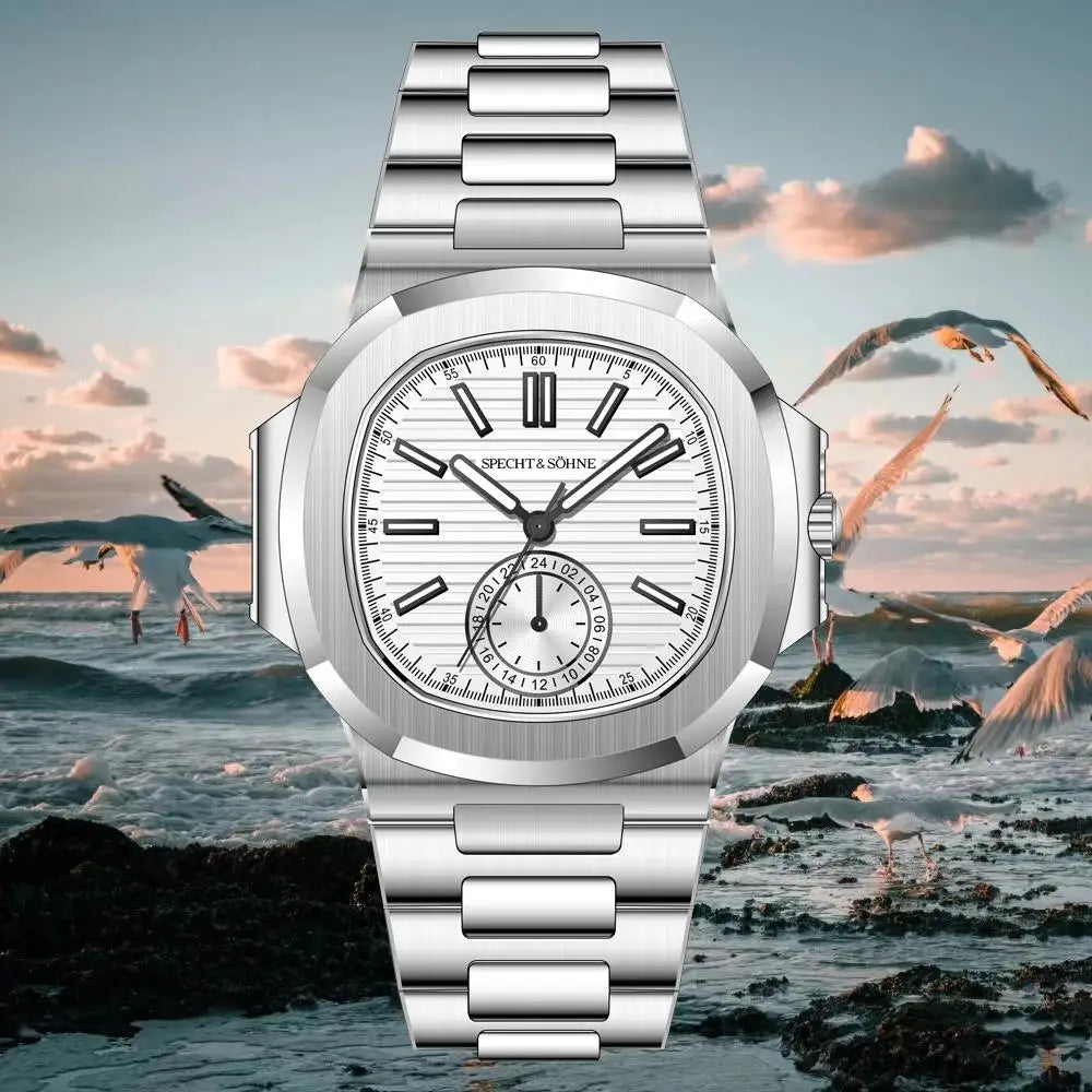 Specht & Söhne Watches Men Classic 5980 Japan VH60 Movt Luminous AR Coating Leather Crystal Steel Quartz Watches 50M Waterproof