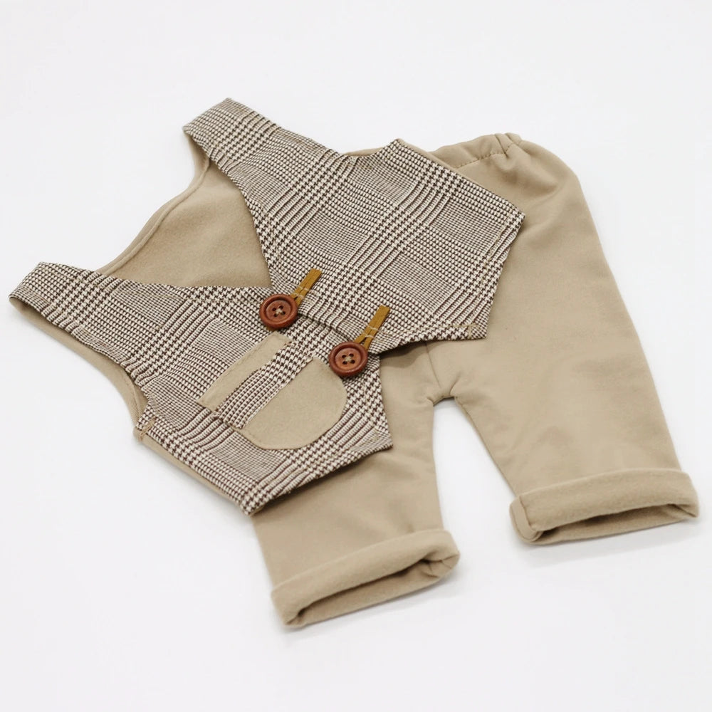 Newborn Boy Fabric Overall Baby Photoshoot Outfit Newborn Boy Clothes Baby Props for Photography Infant Shooting Accessories