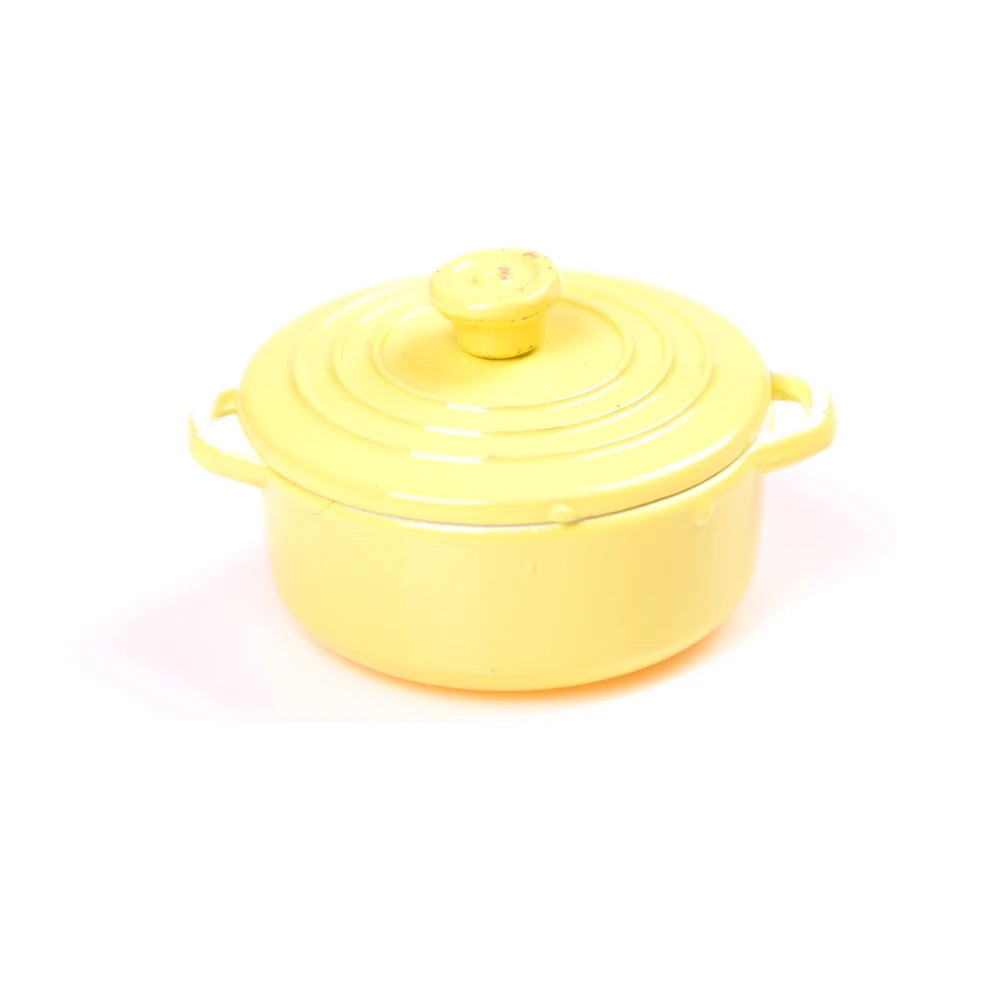 Mini Pot Boiler Pan With Lid Kettle Doll House Accessories Dollhouse Miniature Kitchen Utensil Cooking Ware Play Kitchen Toy
