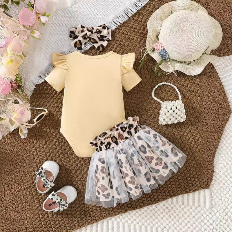 Newborn Baby Girl Clothes Ruffle Long Sleeve Babe Print Romper Princess Tutu Dress Bow Tulle Skirts Dress