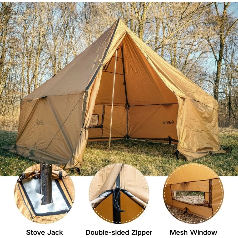 Camping Hot Tent with Stove Jack Yurt Tent Outdoor Wall Tent Teepee Tent with Snow Skirt