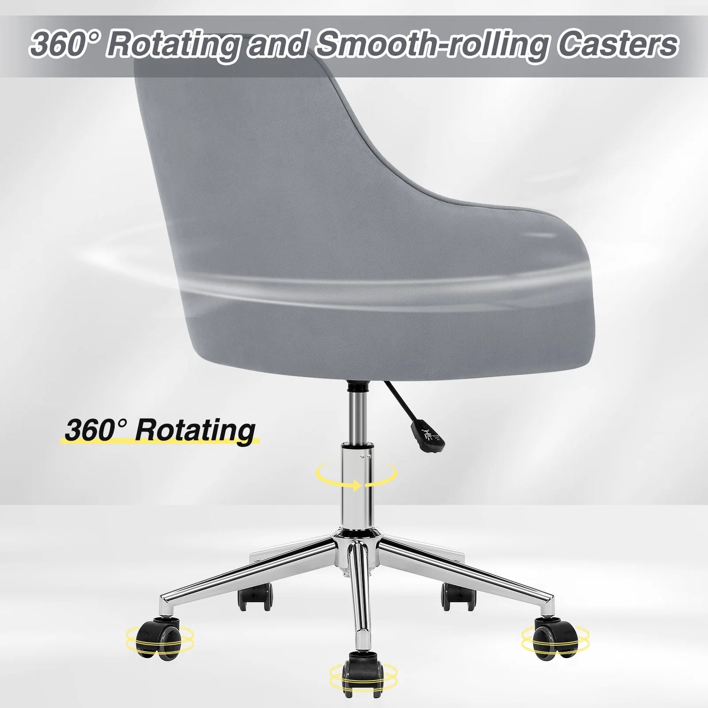 Vanity Chair With Wheels Back Metal Legs Sponge Material Height Adjustable Swivel Bedroom Living Room Make Up Manicure Chair