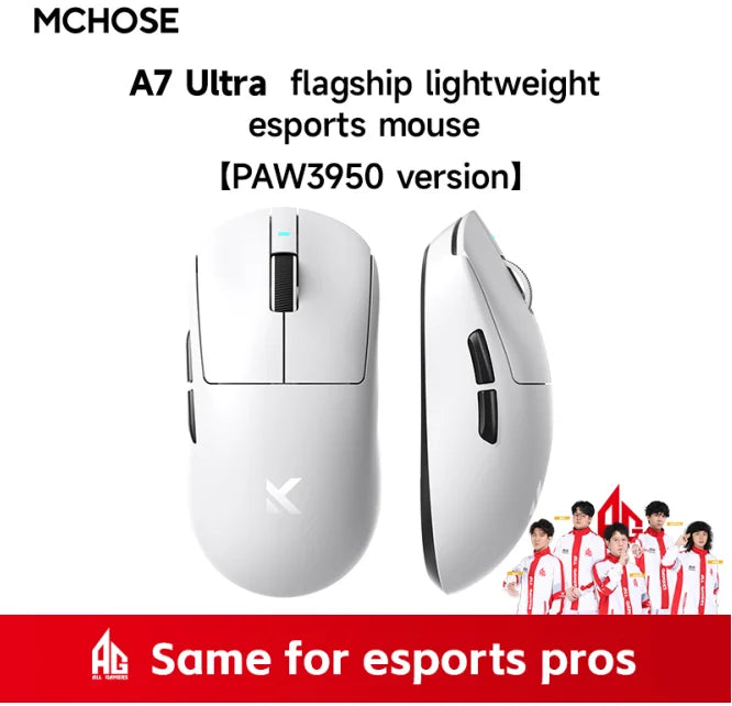 Mchose A7 Ultra A7 Pro E-Sport Gaming Mouse Paw3395 Valorant Mousetri Mode Wireless Bluetooth Lightweight Computer Office Mouse