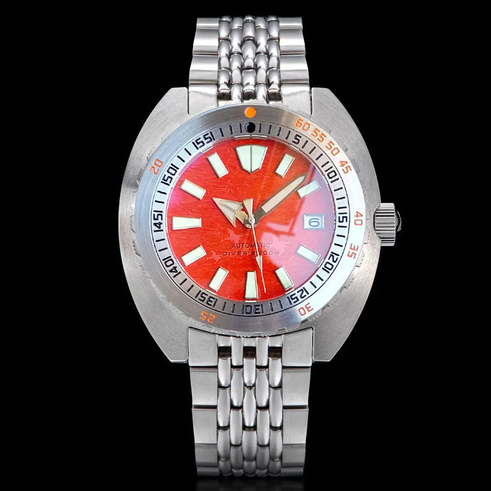 Tandorio V2 Buckle Bracelet Steel Bezel 42mm Sapphire Glass 20ATM Water Resistant NH35 Automatic Mens Dive Watch Reloj Hombre