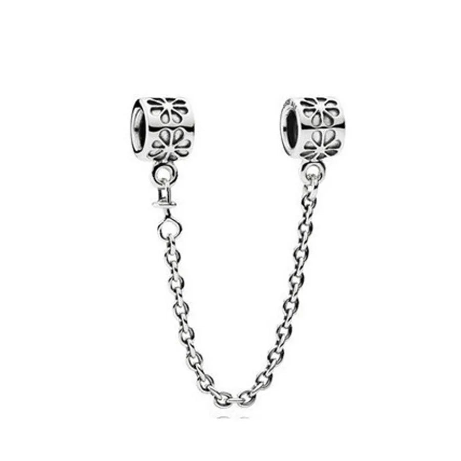 New 925 Silver Horseshoe Clover Star Cat Charm True eyes Pendant Safety Chain Bead Fit Original Bracelet Jewellery Gift dragon