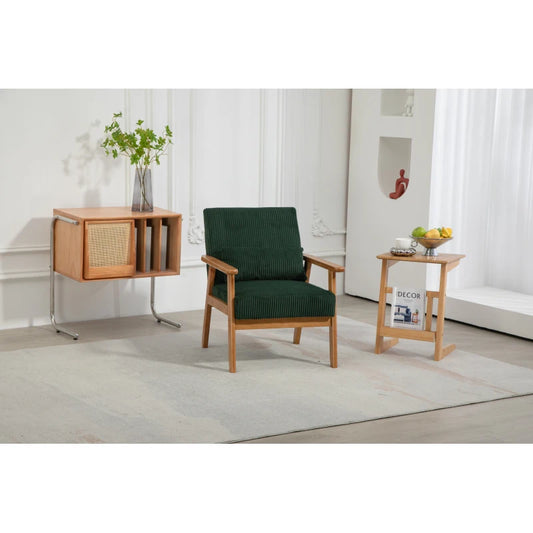 Leisure Chair with Solid Wood Armrest and Feet, Leisure chair, wood frame, velvet, l, solid rubber wood legs, for Living Room