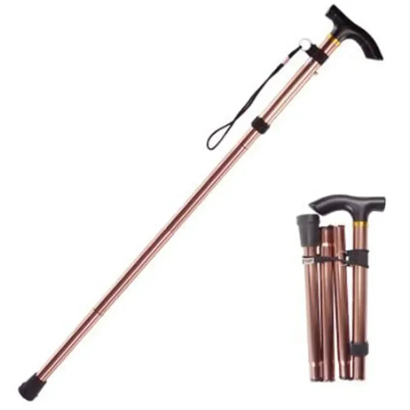 Multifunction Walking Stick Trekking Poles Telescopic Foldable Hiking Cane Crutch for Elderly Outdoor Climbing Travel Support
