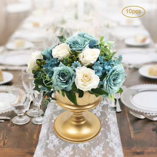 10 Pcs Gold Wedding Froral Vases Flower Holder Pot Planter for Tables Centerpieces  Party Decoration 5.9Inch/3.3inch