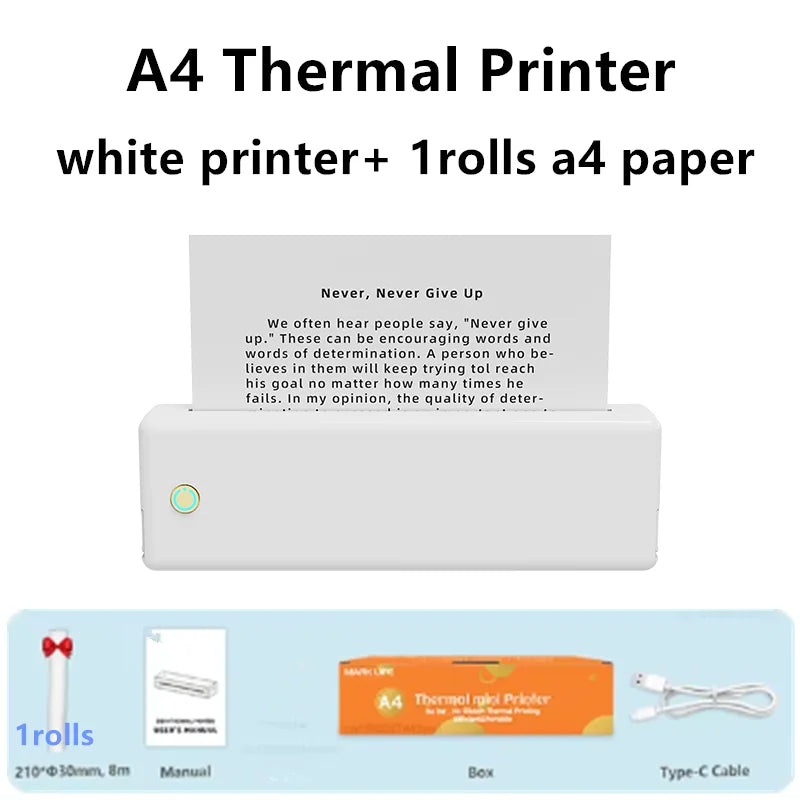 Portable A4 Thermal Printer Inkless Bluetooth Photo PDF Document Printer Memo Note Tattoo Print Wireless Tattoo Stencil Printer