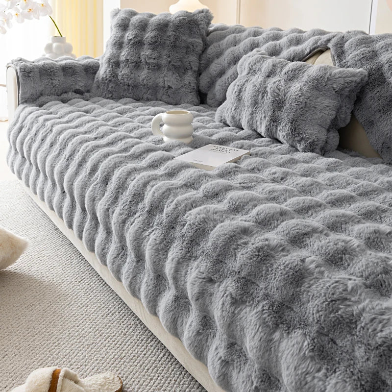Plush sofa cushions for all seasons, living room bedroom decoration sofa simple modern dustproof sofa cover