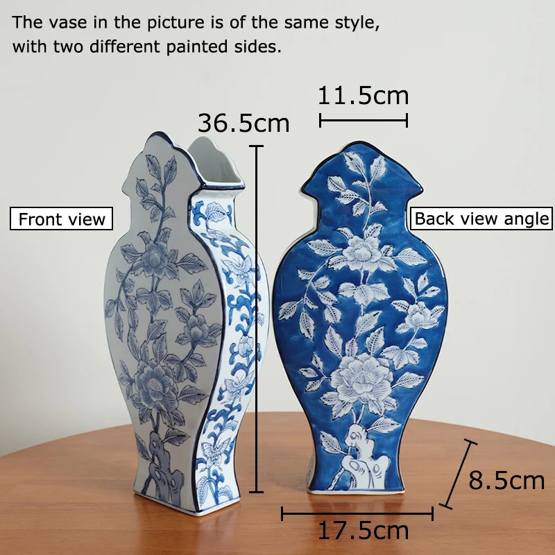 Blue and White Porcelain Vase Plant Pot Table Decoration Flowers Arrangement Multiple Styles Flower Vases Room Aesthetic Decor