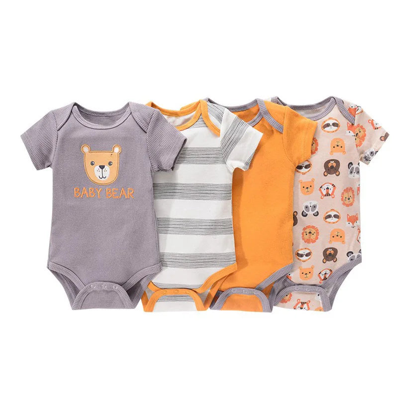 Newborn Baby Clothing 4 pieces Boy Girl baby clothes items Cotton Bodysuit Summer Short Sleeve Romper Infant