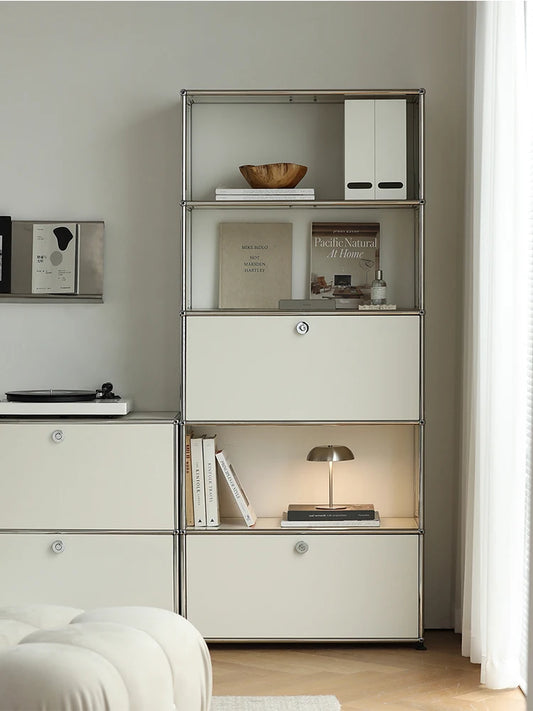 Bookshelf Storage Stainless Steel Metal Corner Shelf Display Bookcase Furniture Living Room