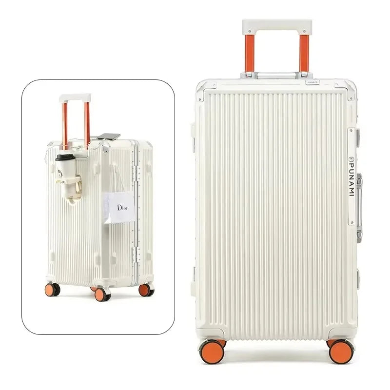 Suitcase Large Capacity Travel Rolling Luggage 20/24/26inch Aluminum Frame Suitcase Women Fashion Trolley Case with Usb Charging