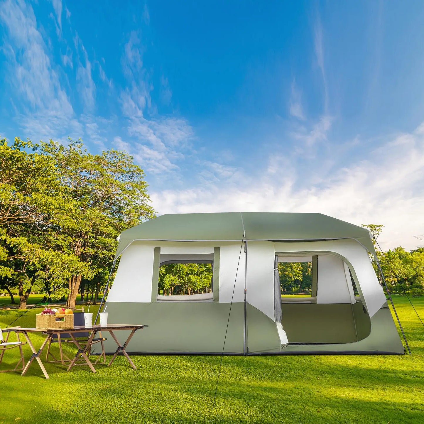 8-Person Instant Camping Tent with Rainfly & Windproof Feature, Quick Setup in 60 Seconds - for family Hiking Gear with Carry