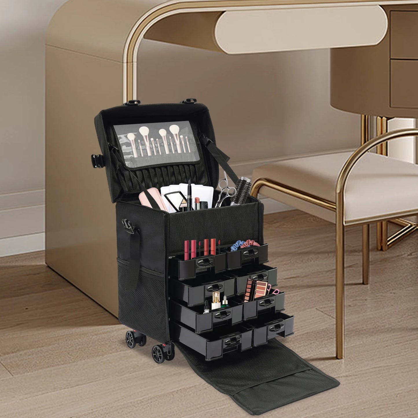 Rolling Makeup Case, Cosmetic Case Trolley, Make Up Suitcase Cosmetic Trolley, Makeup Suitcase with Wheels