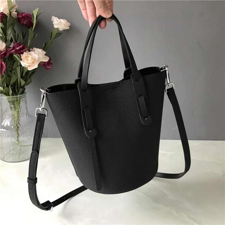 Trendy Leather Buet Bag Women's Handbag Cany Oversto Crossbody oulder Bag Faionable op Basket Handbag