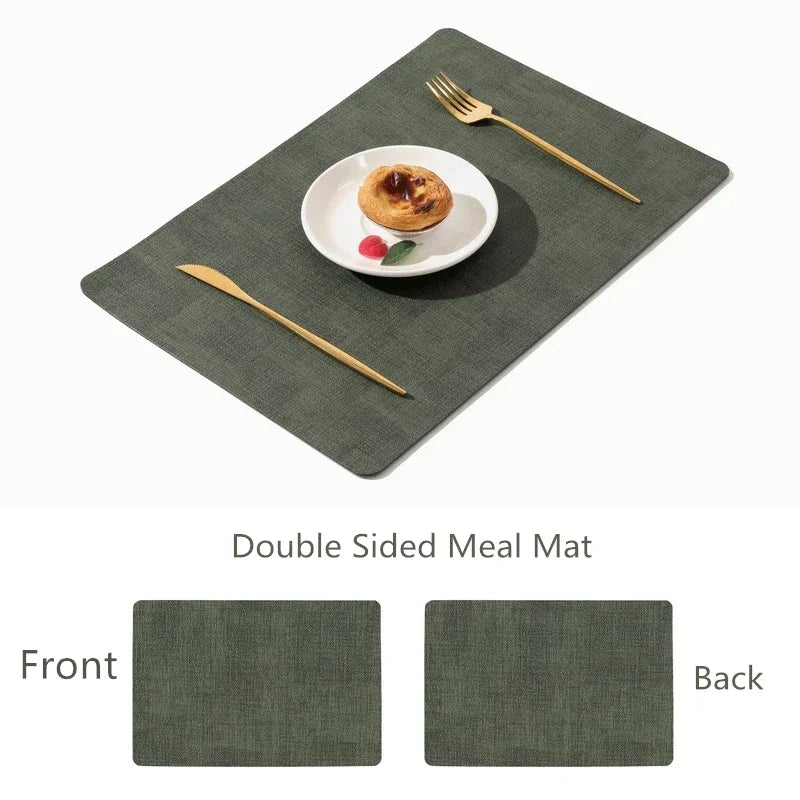 Faux Leather Place Meal Pad Placemats,Dual Sided Dining Table Square Non-Slip Heatproo Waterproof Washable Table Mats.Wholesale