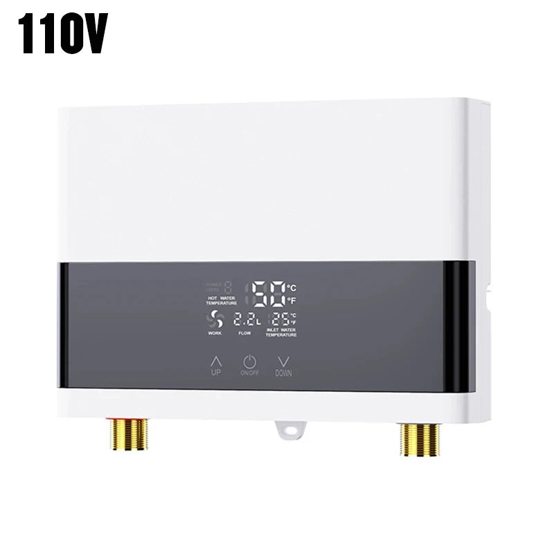 110V/220V Instant Water Heater Bathroom Kitchen Wall Mounted Electric Water Heater LCD Temperature Display with Remote Control