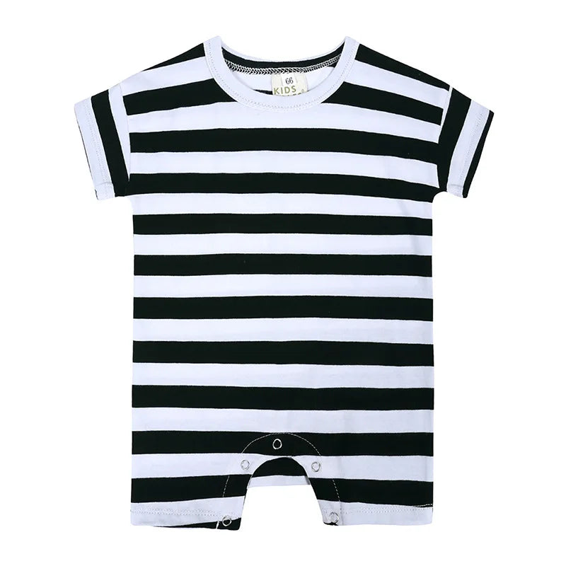 Summer Short Sleeved Baby Rompers 0-2Y Striped Onesies for Newborn Baby Boy Infant Girl Moon Printed Jumpsuit Baby Clothing