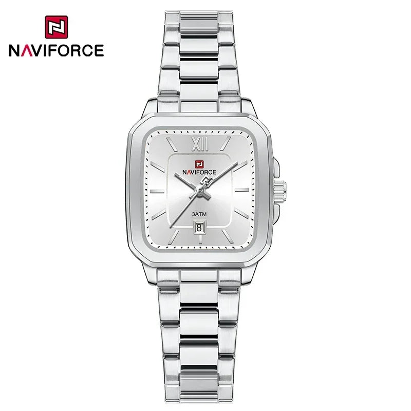 NAVIFORCE Fashion Women's Watches Waterproof Couple Steel Strap Quartz Calendar Wristwatch Gift for Girl Clock Relogio Feminino