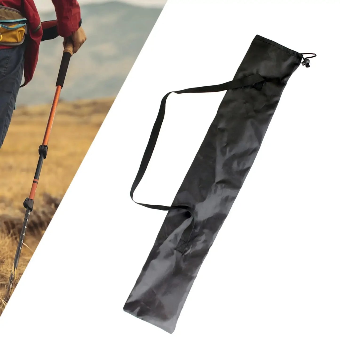 Walking Pole Carrying Bag, Hiking Sticks Bag Drawstring Nylon Portable Collapsible Walking Sticks Bag for Trekking, Hiking