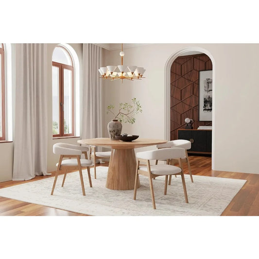 Cove Round Solid Wood Dining Table, Natural