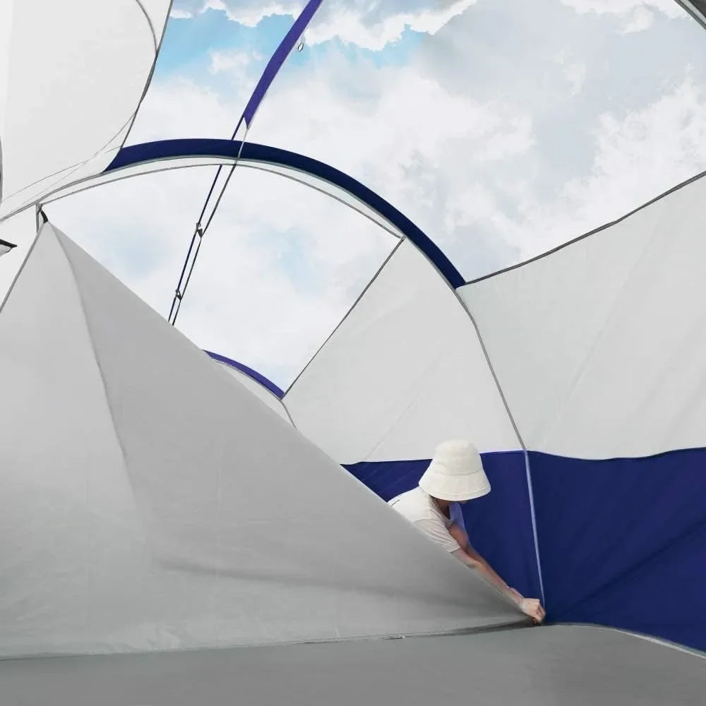 Tent-12-Person-Camping-Tents, Waterproof Windproof Family Tent with Top Rainfly, 6 Large Mesh Windows, Double Layer, Easy Set U