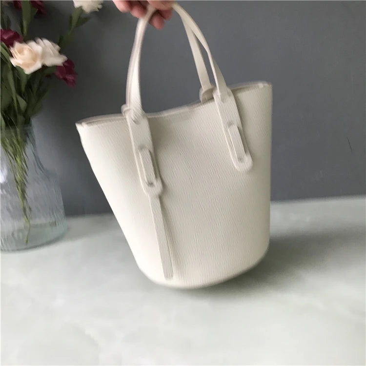 Trendy Leather Buet Bag Women's Handbag Cany Oversto Crossbody oulder Bag Faionable op Basket Handbag